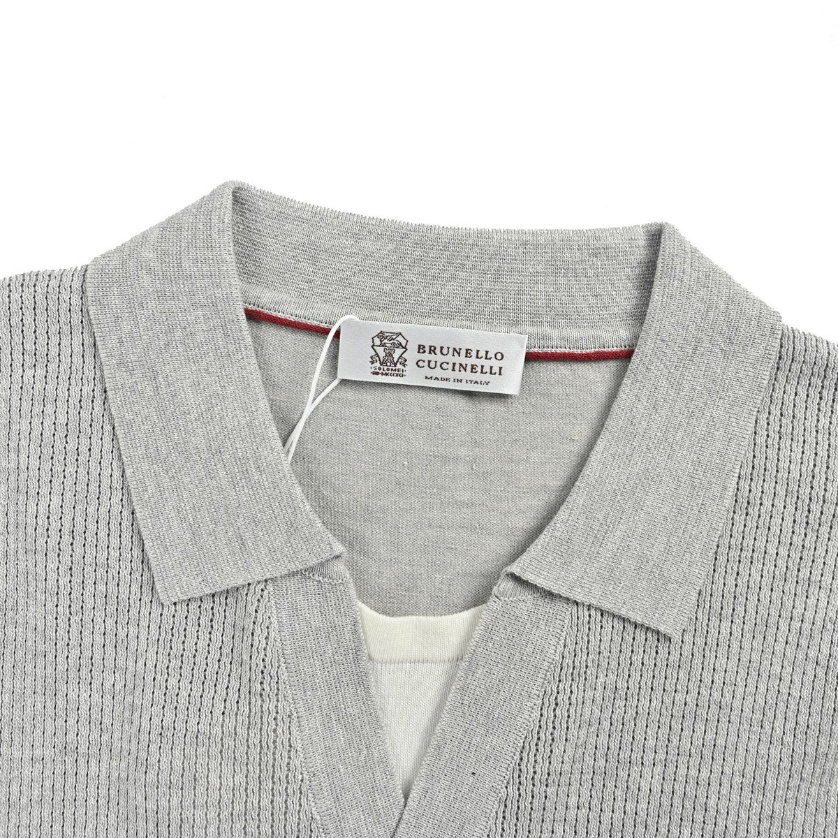 BRUNELLO CUCINELLI/BC fake two-piece ribbed knitted lapel Polo short sleeves
