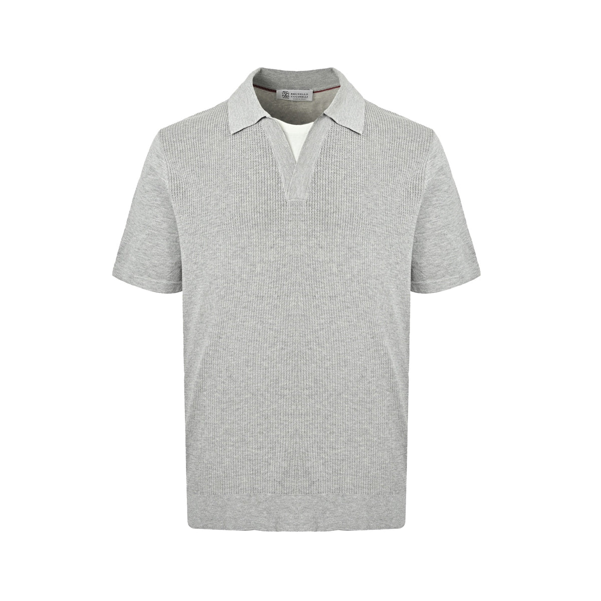 BRUNELLO CUCINELLI/BC fake two-piece ribbed knitted lapel Polo short sleeves