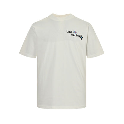 Louis Vuitton 24ss flower letter embroidered short sleeves