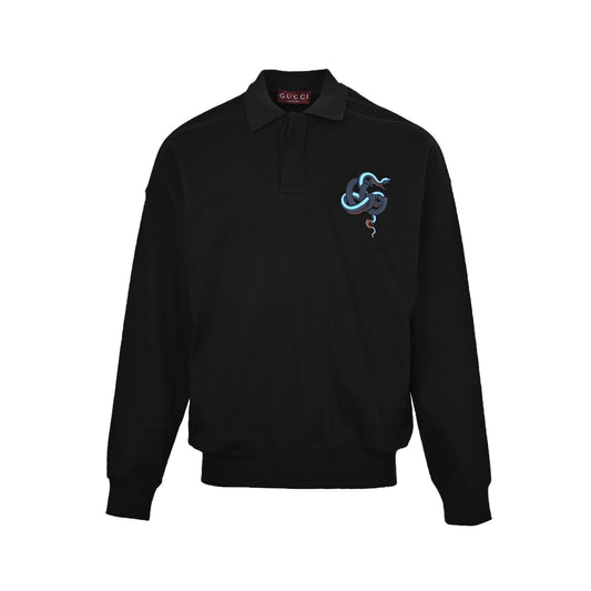 Gucci Year of the Snake limited edition snake print lapel long-sleeved POLO sweatshirt