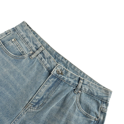 Chrome Hearts/Chrome Heart cross patch embroidered washed jeans