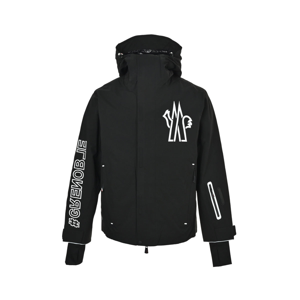 Moncle/muzzled hooded ski jacket with large chest logo