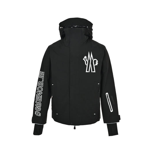 Moncle/muzzled hooded ski jacket with large chest logo