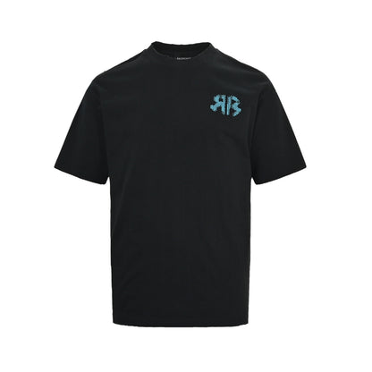 Balenciaga 26ss color block woven letter embroidered short sleeves