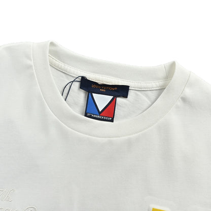 Louis Vuitton colorful spelling embroidered round neck short sleeves