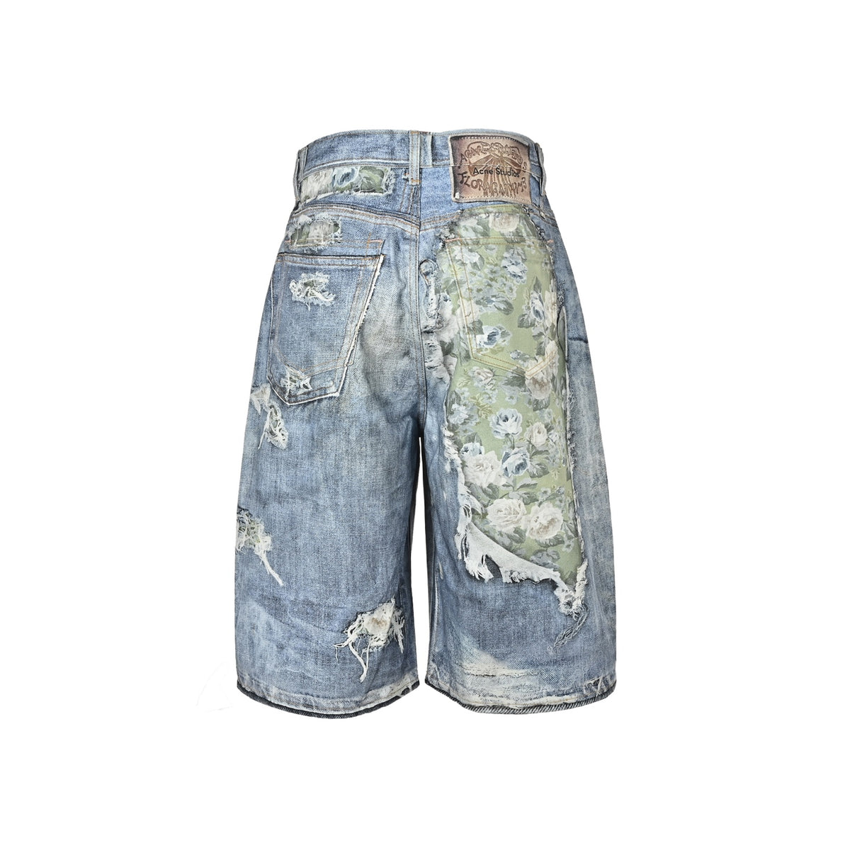Acne Studios 3D printed floral denim shorts