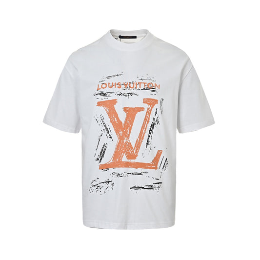 Louis Vuitton hand-painted graffiti large letters logo short sleeves