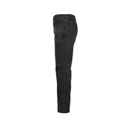Prada 23Fw triangle logo embroidered logo washed jeans