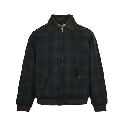 MiuMiu/Miu Miu Green Check Corduroy Collar Twill Jacket