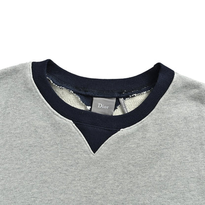 Dior contrast pocket mixed pattern embroidered crew neck sweatshirt