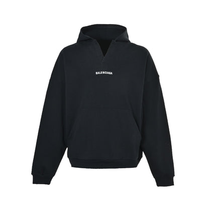 Balenciaga V-neck embroidered letter hooded sweatshirt