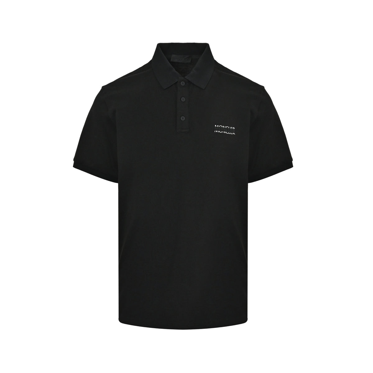 Moncler/Mask Stacked Black Label Logo Polo Short Sleeve