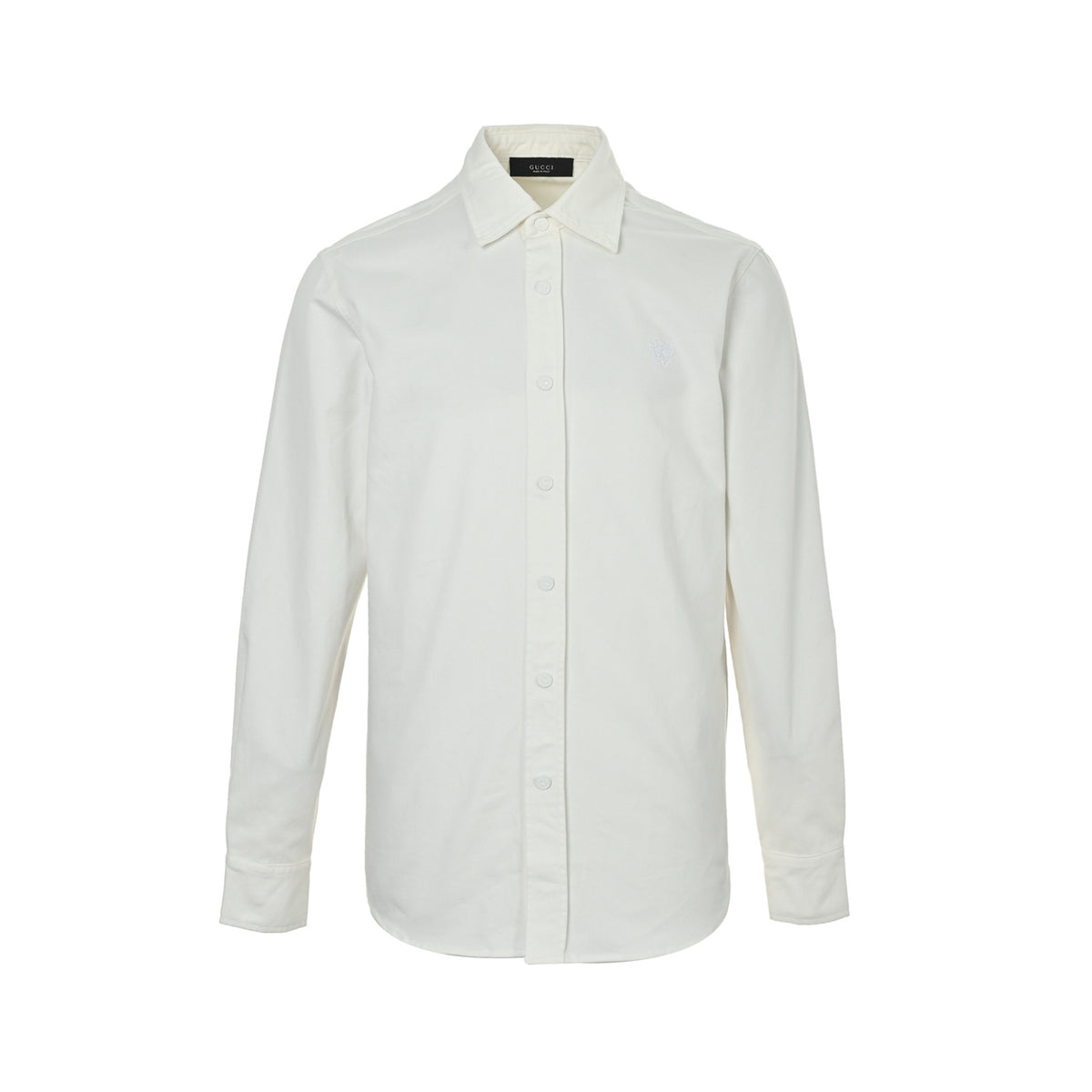 Gucci family crest embroidered long-sleeved shirt