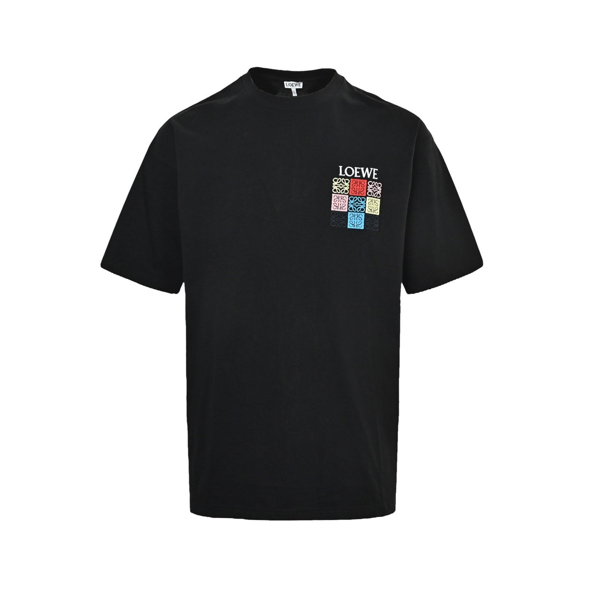 Loewe/Luo Yiwei 26ss nine-square embroidered logo short sleeves