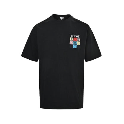Loewe/Luo Yiwei 26ss nine-square embroidered logo short sleeves