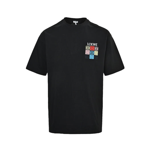 Loewe/Luo Yiwei 26ss nine-square embroidered logo short sleeves