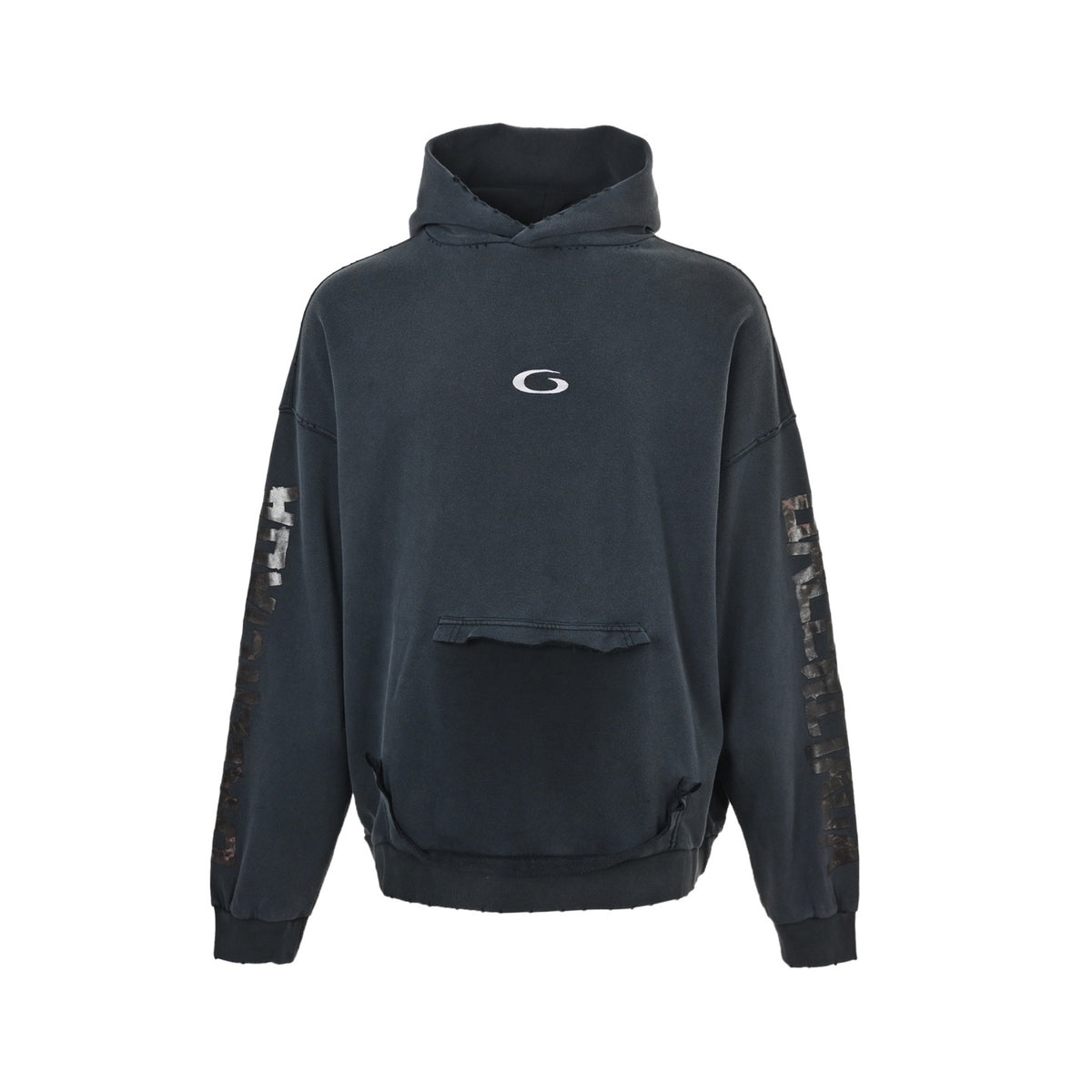 Balenciaga/Balanciaga 25Fw tape printed hole pocket hooded sweatshirt