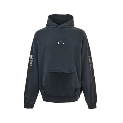 Balenciaga/Balanciaga 25Fw tape printed hole pocket hooded sweatshirt