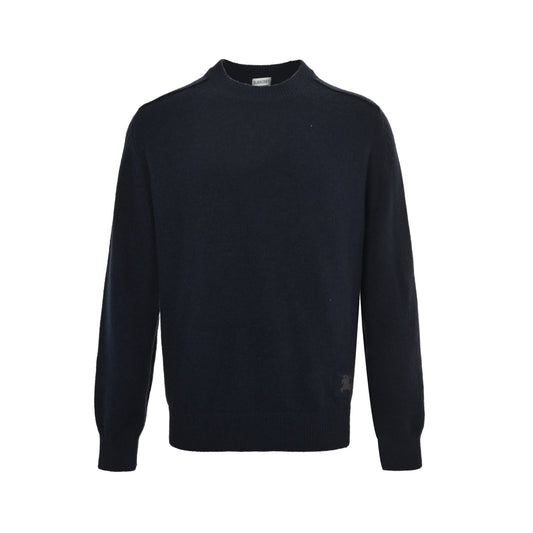 Burberry hem war horse solid color splicing cashmere round neck knitted sweater