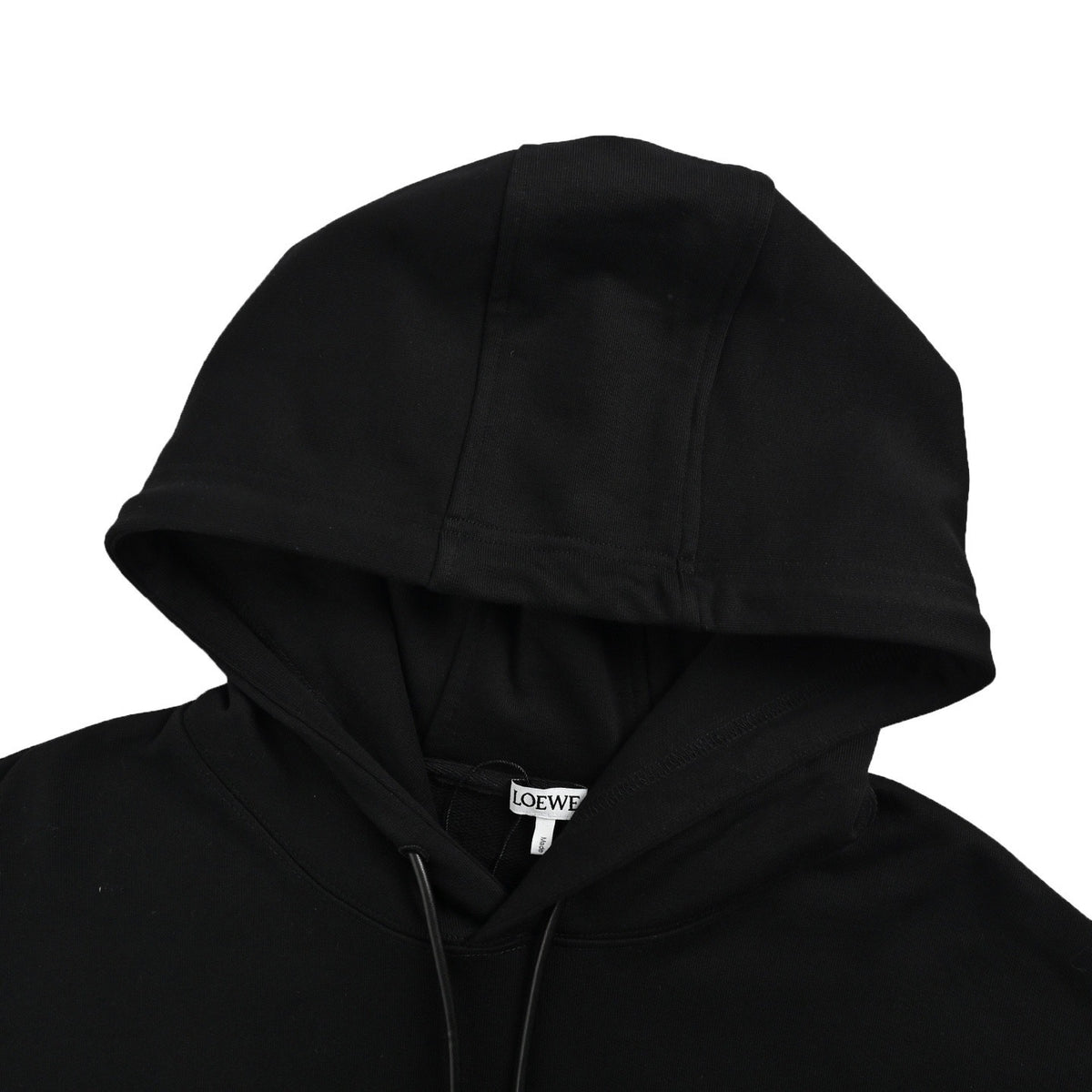 Loewe/Luo Yiwei 24Fw leather drawstring embroidered logo hooded sweatshirt