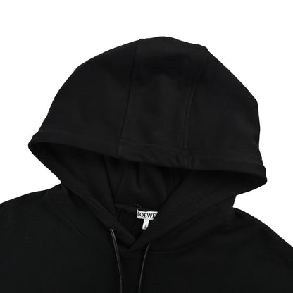 Loewe/Luo Yiwei 24Fw leather drawstring embroidered logo hooded sweatshirt