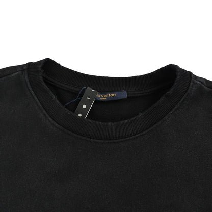 Louis Vuitton washed flocked letter crew neck sweatshirt