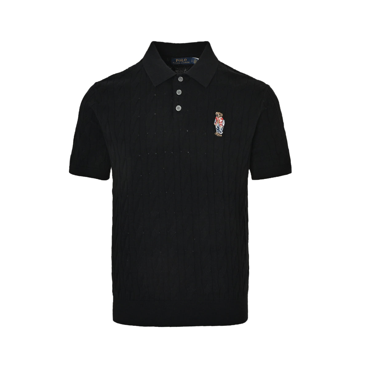 Ralph Lauren Hua bear embroidered cable knit Polo short sleeves