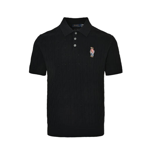 Ralph Lauren Hua bear embroidered cable knit Polo short sleeves