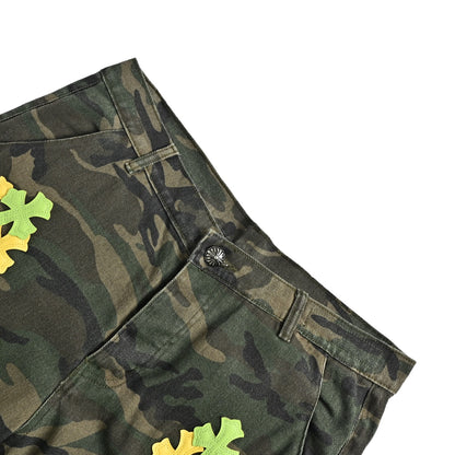 Chrome Hearts city-limited leather cross camouflage denim shorts