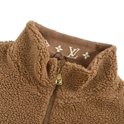 Louis Vuitton 24Fw leather sherpa stand collar jacket
