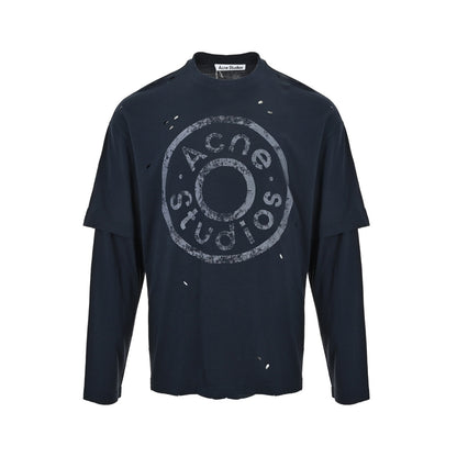 Acne Studios Badge Hole Fake Two-Piece Long Sleeve T-Shirt