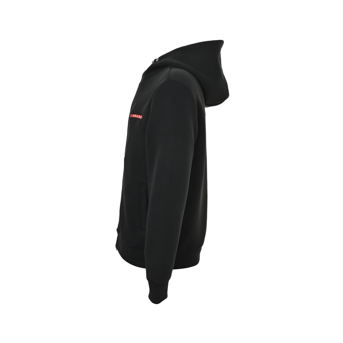 Prada red trim air layer zipper hooded jacket