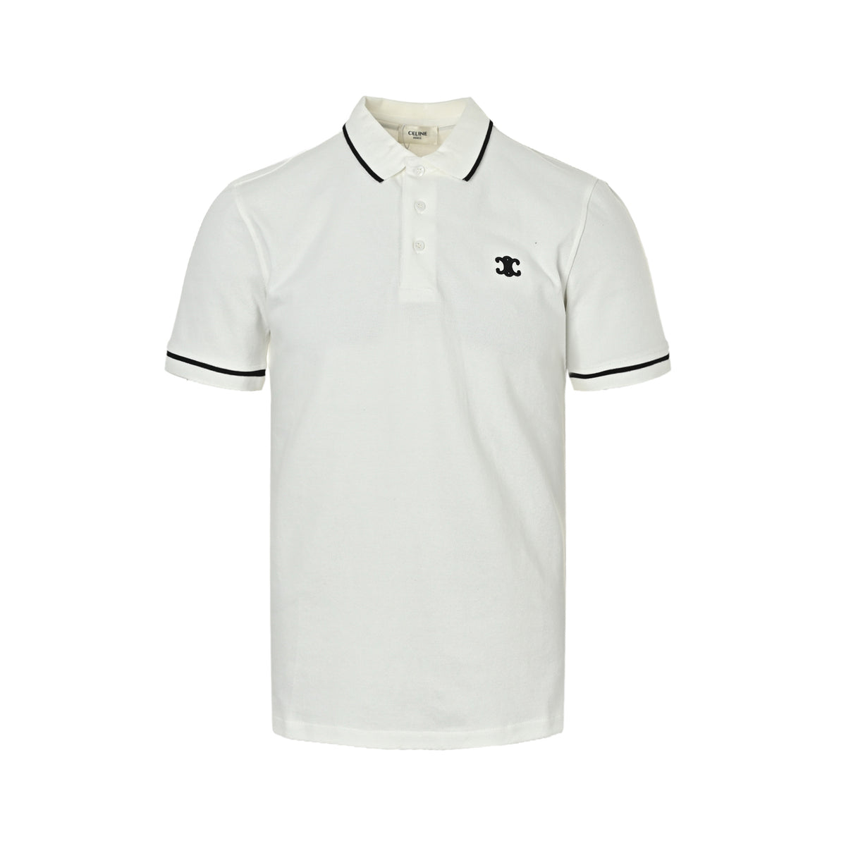 Celine classic Arc de Triomphe small logo embroidered Polo short sleeves