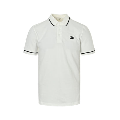Celine classic Arc de Triomphe small logo embroidered Polo short sleeves