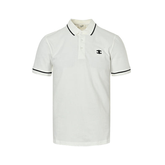 Celine classic Arc de Triomphe small logo embroidered Polo short sleeves