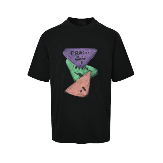 Prada 25ss painted logo printed short sleeves