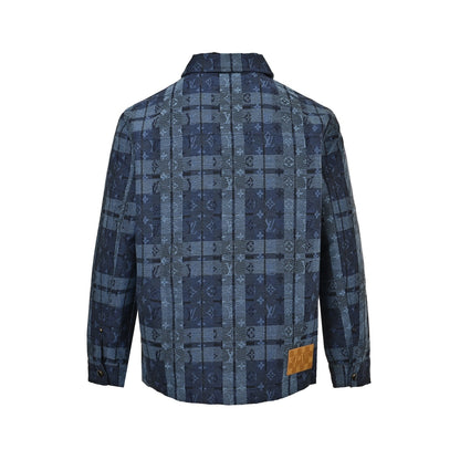 Louis Vuitton blue plaid jacquard denim shirt jacket