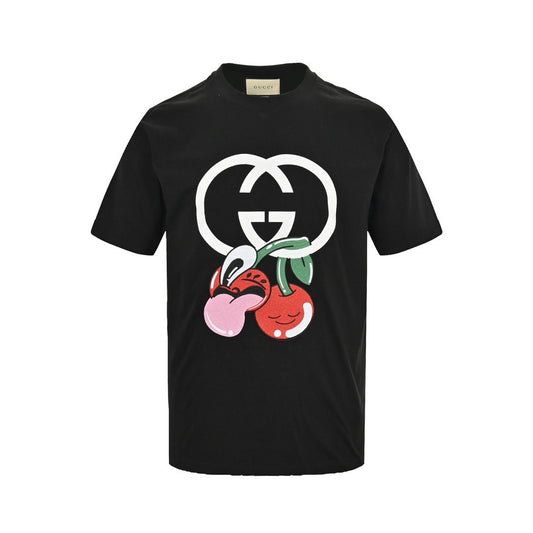 Gucci 24ss cherry embroidered short sleeves