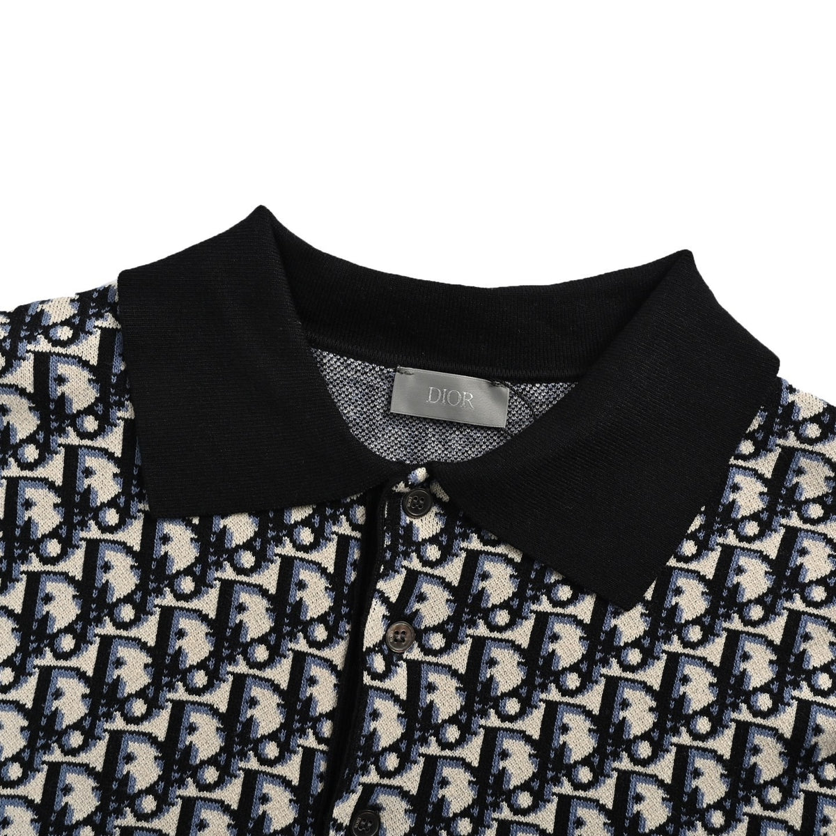 Dior classic old flower jacquard knitted Polo short sleeves