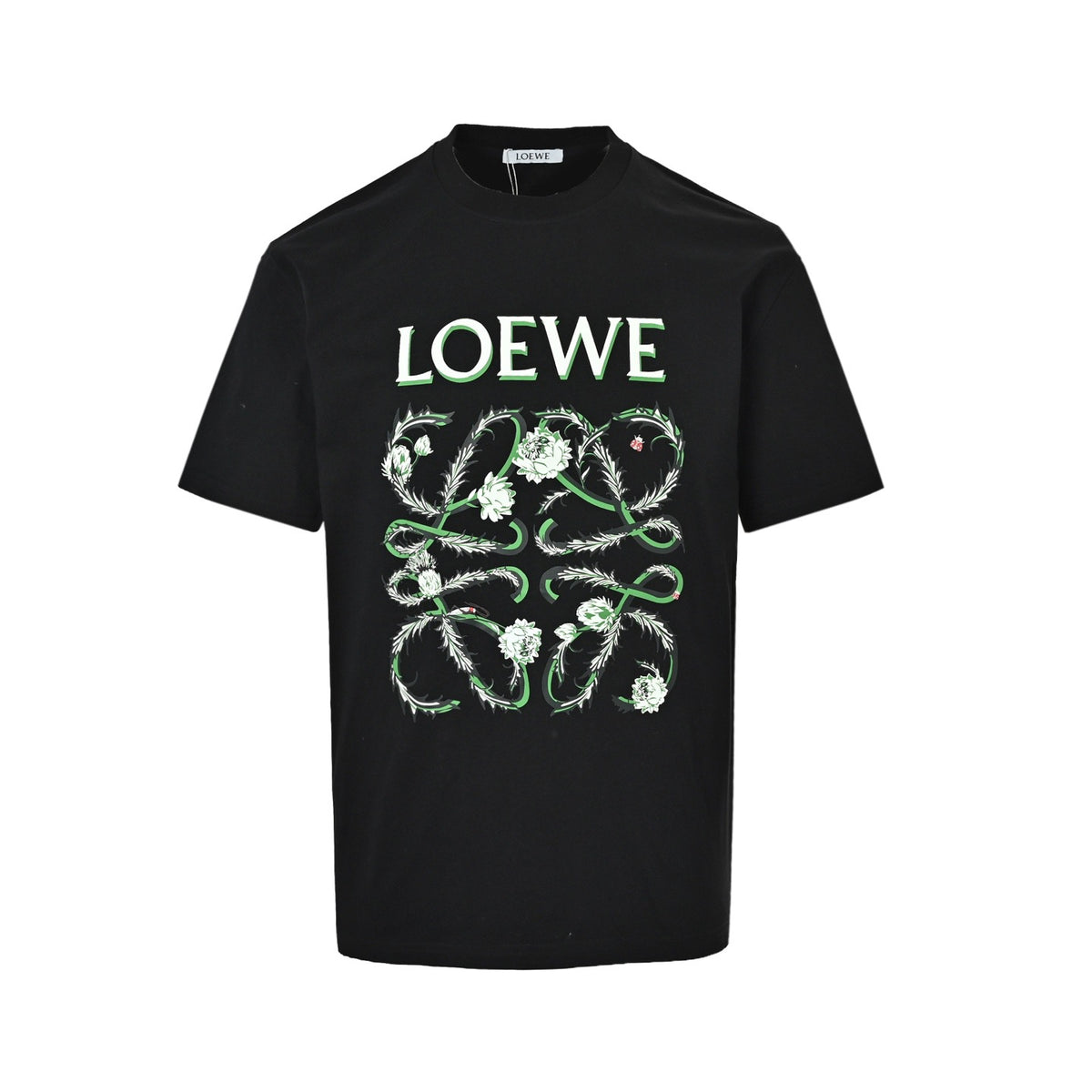 Loewe/Luo Yiwei 26ss flower vine logo printed short sleeves