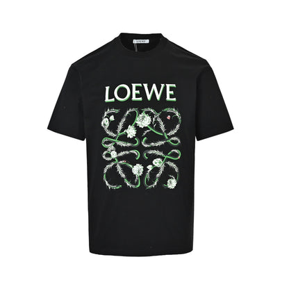 Loewe/Luo Yiwei 26ss flower vine logo printed short sleeves