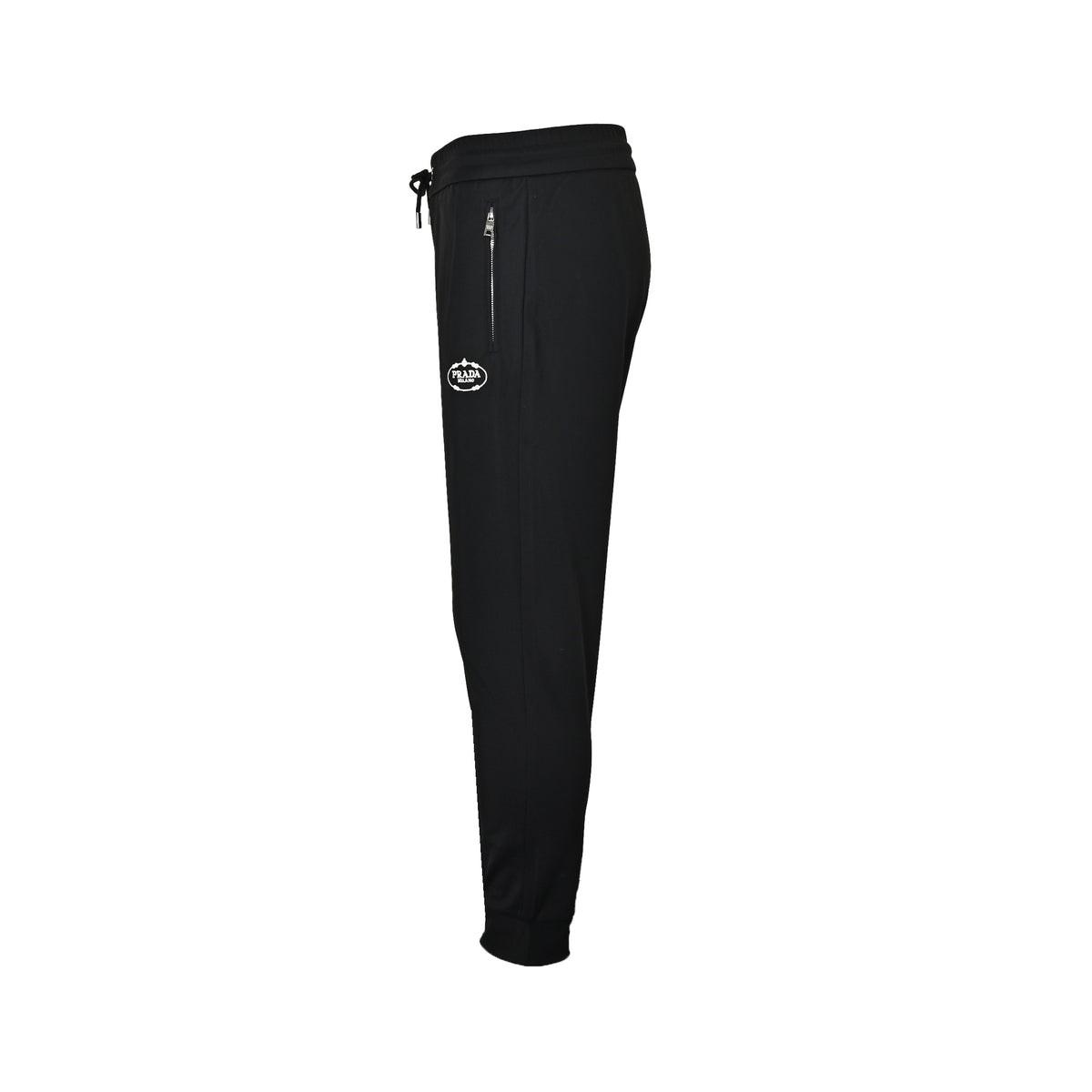 Prada circle embroidered back pocket triangle trousers