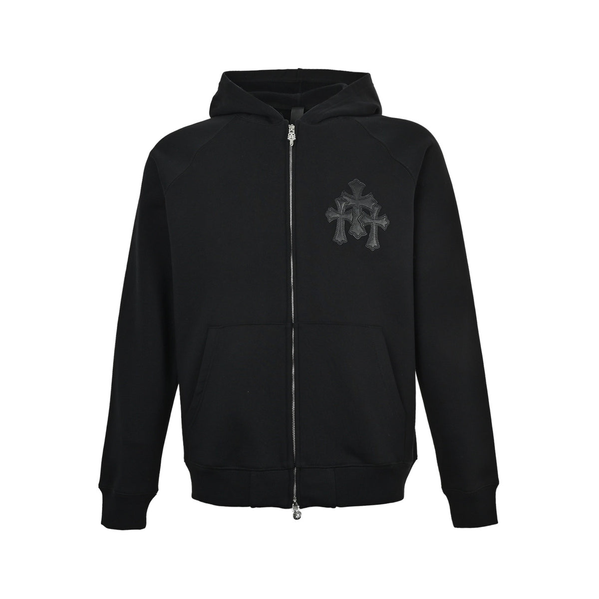 CHROME HEARTS/Chrome Heart Cross Pattern Leather Hooded Jacket