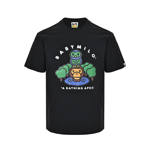 Bape owl little monkey print short sleeves