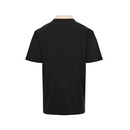Moncler/Mask Embroidery Contrast Color Snap Button Polo Short Sleeves