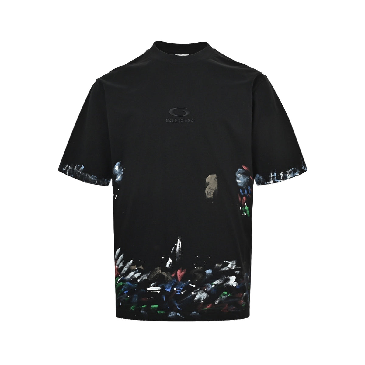 Balenciaga circle embroidered hand-painted graffiti printed short-sleeves