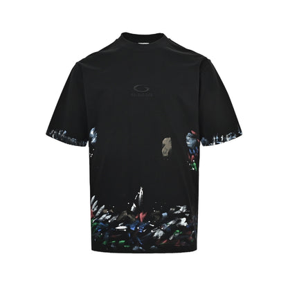 Balenciaga circle embroidered hand-painted graffiti printed short-sleeves