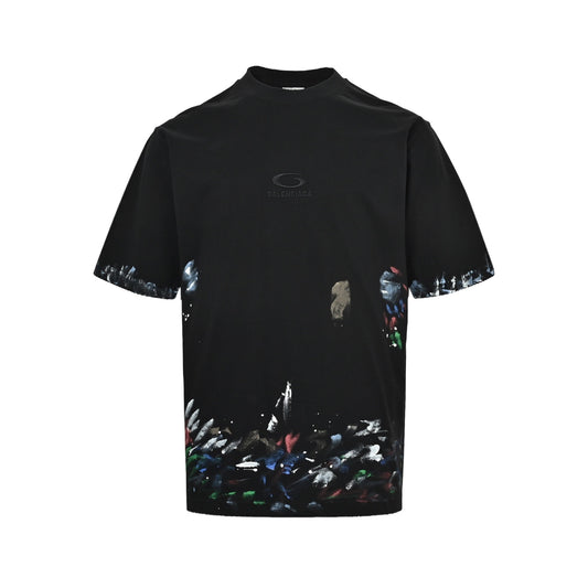 Balenciaga circle embroidered hand-painted graffiti printed short-sleeves