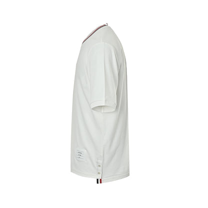 Thom Browne/Thom Brown red thread yarn-dyed round neck short sleeves