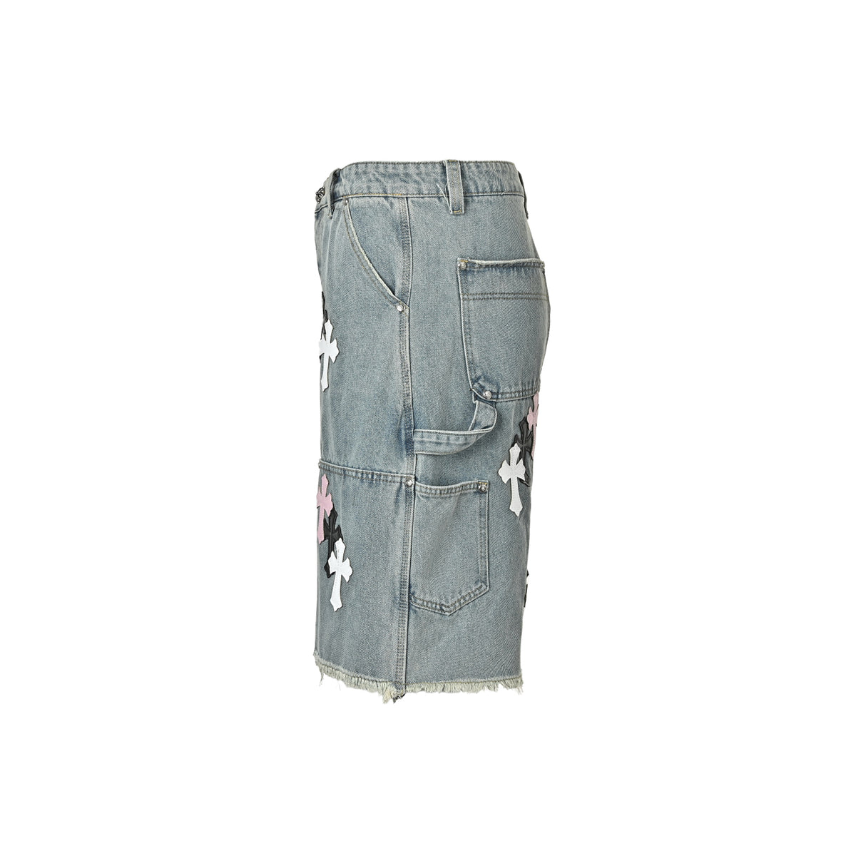 Chrome Hearts/Chrome Heart leather label cross denim shorts